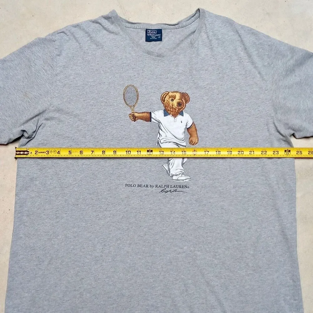 *READ* Vintage Polo Ralph Lauren Tennis Bear T-Shirt Mens Size XL Preppy